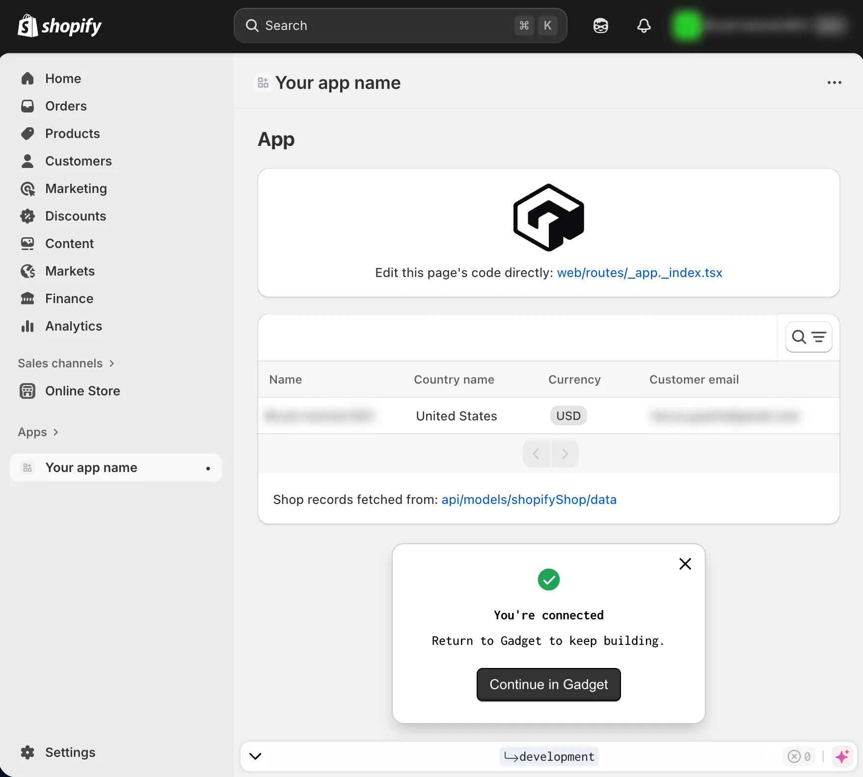 Shopify admin app