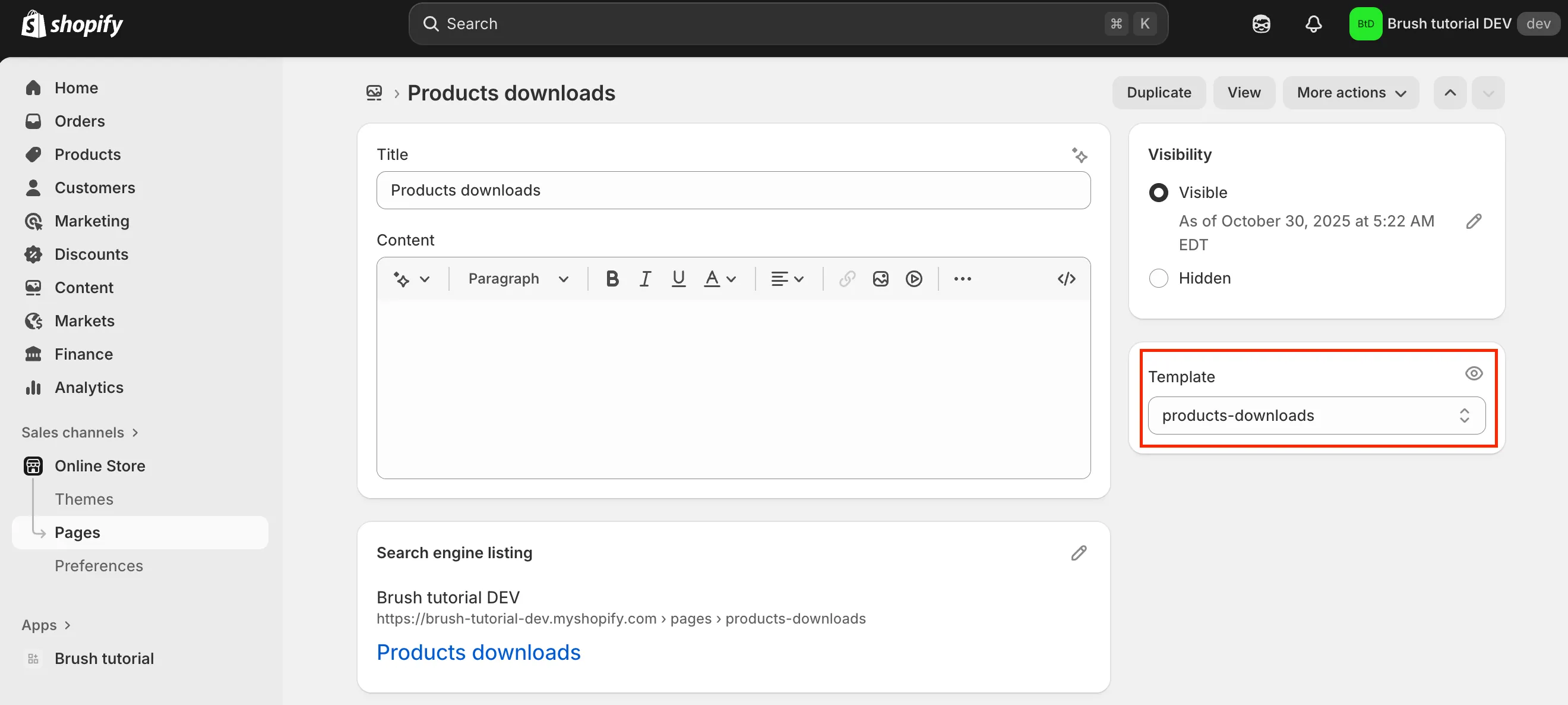 Page setup